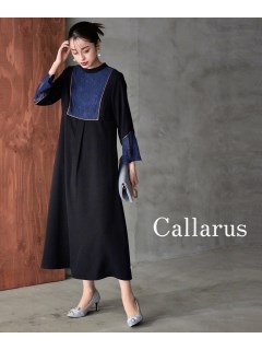 【大きいサイズ】【結婚式・パーティー・オケージョンドレス】＜Callarus＞Front Switching Lace Piping Design Onepiece Dress
