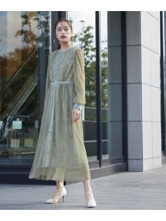 【大きいサイズ】【結婚式・パーティー・オケージョンドレス】＜Callarus＞Flower Printed Tulle Onepiece Dress