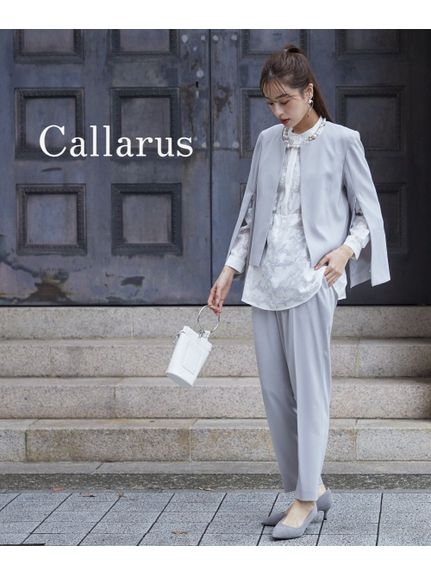 【大きいサイズ / レディーススーツ】オパールブラウス＋スリットデザインジャケットパンツスーツ（Callarus）