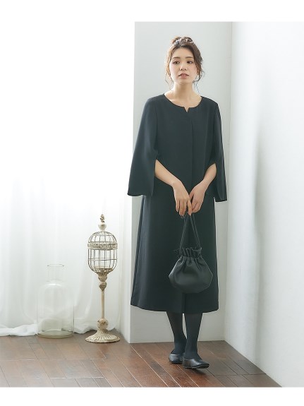 【大きいサイズ】【喪服・礼服】＜Neina＞洗える防しわ前開きキーネックデザインワンピース（ブラックフォーマル・礼服・喪服 ワンピース（単品））Neina（ネイナ）  16