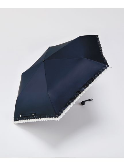 大きいサイズ　晴雨兼用UV軽量ダブルレース折りたたみ傘（遮光・遮熱）（傘バッグ付き）（レイングッズ）SMILELAND（靴・バッグ）（スマイルランド（クツ・バッグ））  01