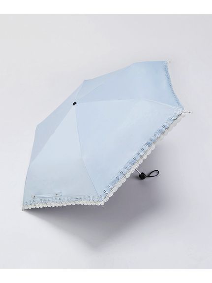 大きいサイズ　晴雨兼用UV軽量ダブルレース折りたたみ傘（遮光・遮熱）（傘バッグ付き）（レイングッズ）SMILELAND（靴・バッグ）（スマイルランド（クツ・バッグ））  02