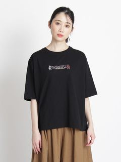 [大きいサイズ][15号 19号 ]SUPER HAKKA×えんどうゆりこ「植物を編む」刺繍Tシャツ