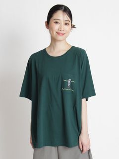 [大きいサイズ][15号 19号 ]SUPER HAKKA×えんどうゆりこ「木のように」刺繍Tシャツ