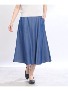 【春SALE/洗える】デニム風マーメイドフレアスカート