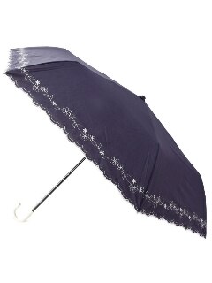 【晴雨兼用】because フラワー刺しゅうミニ折りたたみ傘