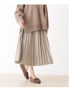 【M-LL】フェイクレザープリーツスカート