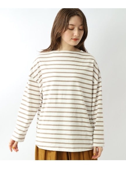 ◆【こなれシルエット】コットンゆるロングT（Tシャツ）SHOO･LA･RUE(Ladies)（シューラルー）  01