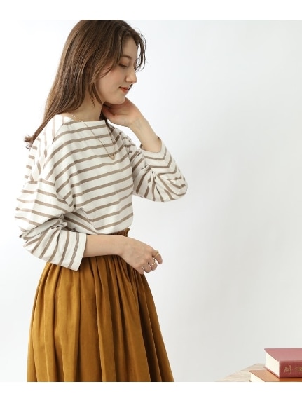 ◆【こなれシルエット】コットンゆるロングT（Tシャツ）SHOO･LA･RUE(Ladies)（シューラルー）  45