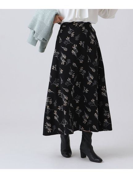 大人フェミニン 線画フラワープリントスカート（ひざ丈スカート）SHOO･LA･RUE(Ladies)（シューラルー）  02