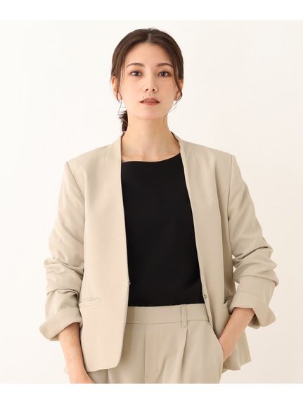 【洗える/ストレッチ】ダブルクロス Vネック ジャケット（ノーカラージャケット/コート）SHOO･LA･RUE(Ladies)（シューラルー）  03