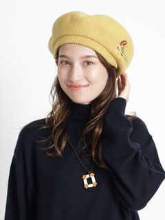 プティフルフラワー刺繍バスクリブベレー帽