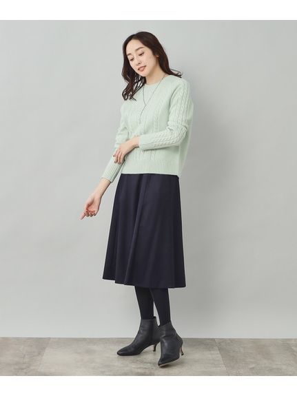 【通勤】ベルトデザイン サキソニースカート（ひざ丈スカート）UNTITLED（アンタイトル）  21