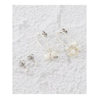 【4点セット】メタルフラワーピアス