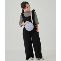 【110-140cm/2点セット】フリルサロペット＋5分袖ボーダートップス