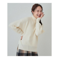 【洗える/ちくちくしにくい/静電気軽減】スウェットライク ハイネックニット
