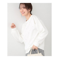 【S-LL】もちさら ビジュー付きトップス