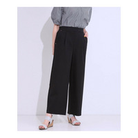 【S-LL/ひんやり】ゴールドパーツがアクセント ストレッチワイドパンツ