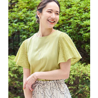 【S-LL】大人の上品コーデに お袖レース切り替えトップス