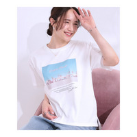 【S-LL/接触冷感/UVカット】選べる3柄 お袖チュールで差をつける ロゴプリントTシャツ