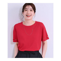 【UVカット/洗える】お袖シアーがヘルシーに フレアスリーブサマーニット
