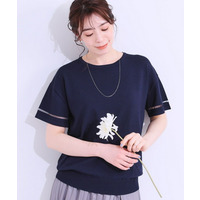 【S-LL/洗える/UV】お袖シアーでヘルシーに フレアスリーブサマーニット