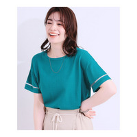 【UVカット/洗える】お袖シアーがヘルシーに フレアスリーブサマーニット