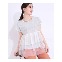 【S-LL/2点セット】程よい甘さをプラス Tシャツ＋チュールトップス
