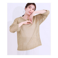 【S-LL/2WAY】ラメが華やか 透かしニットカーディガン