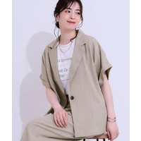 【セットアップ可】麻調半袖ジャケット