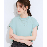 【S-LL/ひんやり/洗濯後しわになりにくい】程よいシアー感 ロゴTシャツブラウス