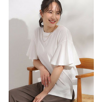 【S-LL/ひんやり/二の腕カバー】華やかさをプラスする お袖フリルTシャツ