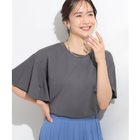 【S-LL/ひんやり/二の腕カバー】華やかさをプラスする お袖フリルTシャツ