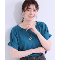【S-LL/ひんやり/UV/プチプラ】お袖タックが好印象 デザインTシャツ