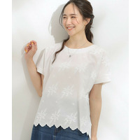 【洗える/S-LL】インせず着られる さらっと大人上品 刺繍トップス