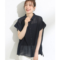 【S-LL】さらシャリコットン 上品なシアー感のフロントボタンシャツ