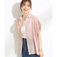 【S-LL】さらシャリコットン 上品なシアー感のフロントボタンシャツ