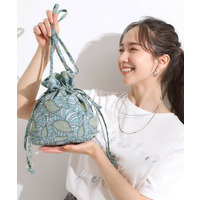 ラタプリント巾着ショルダーバッグ
