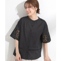 【S-LL/6分袖】レースデザインで華やか見え お袖刺繍ブラウス