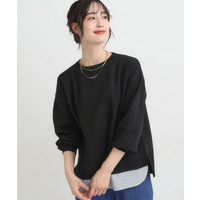 【S-LL/洗える】一枚で簡単こなれ見え スポンディッシュ 裾レイヤード風ニット