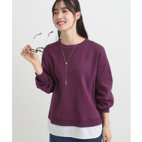 【S-LL/洗える】一枚で簡単こなれ見え スポンディッシュ 裾レイヤード風ニット