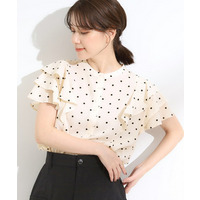 【無地/ドット柄】お袖フリルが華やぐ きれいめブラウス