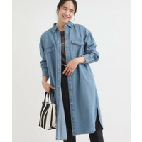 【S-LL】ロングシーズン活躍 デニムシャツワンピース