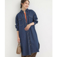 【S-LL】ロングシーズン活躍 デニムシャツワンピース
