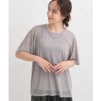 【S-LL/二の腕カバー】ウエーブ柄 インナードッキングトップス