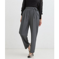 【S-LL】ウエストリボンがアクセント ゆったりテーパードパンツ