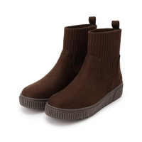 【撥水/低反発クッション】すっぽりラクラク はきぐちニットブーツ