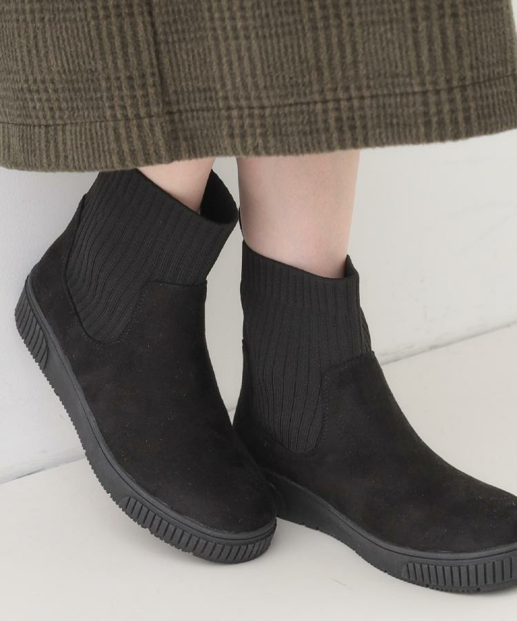 【撥水/低反発クッション】すっぽりラクラク はきぐちニットブーツ11