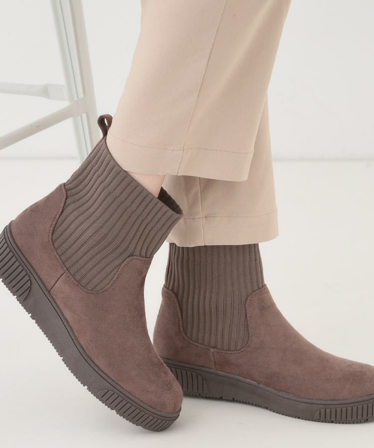 【撥水/低反発クッション】すっぽりラクラク はきぐちニットブーツ15