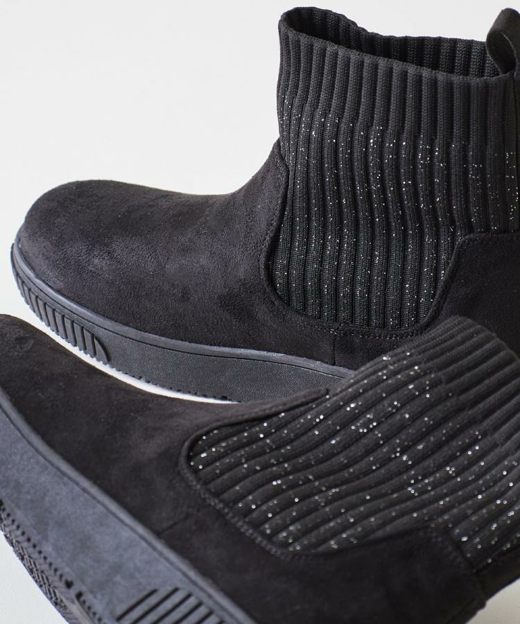 【撥水/低反発クッション】すっぽりラクラク はきぐちニットブーツ19